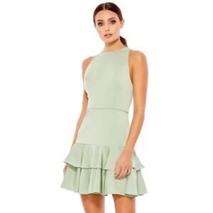 Ieena for Mac Duggal Ruffle Hem Sleeveless Skater Dress in Pistachio Size 10